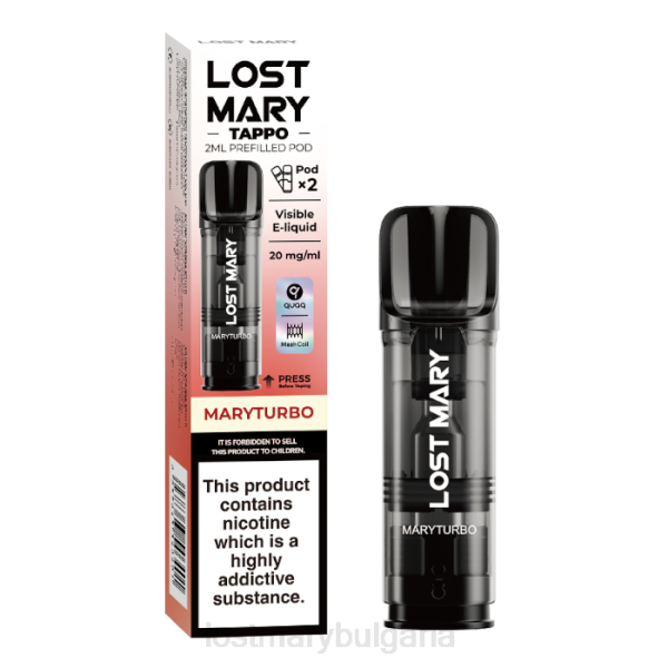 LOST MARY Vape BG - maryturbo lost mary tappo предварително напълнени шушулки - 20 mg - 2pk 4DTX185